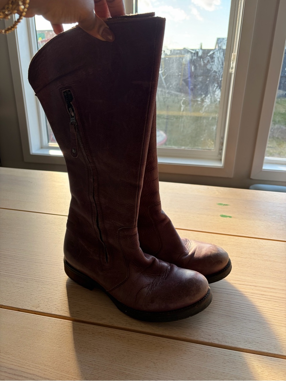 Brako Women's Tall Leather Zip Riding Boots in Dark Brown